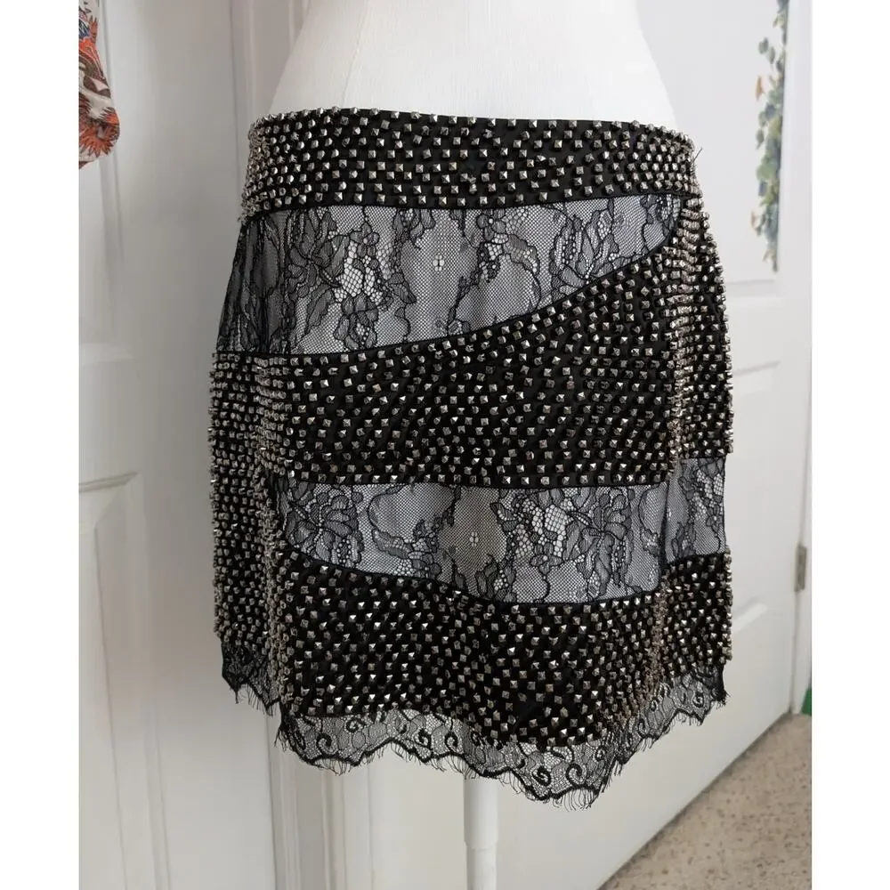 NWT Black-Collection vintage y2k beaded lace mini skirt - Picture 4 of 8